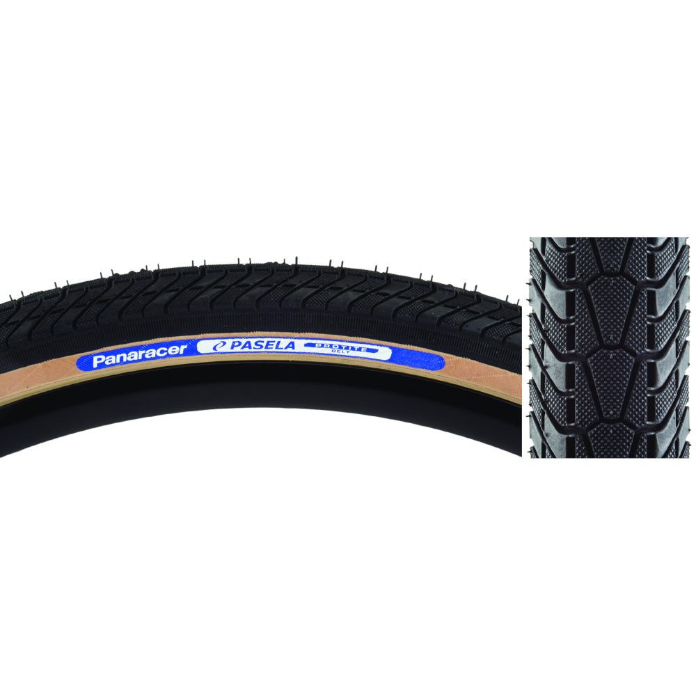 27x1-1/4" Panaracer Pasela Protite Belted Touring/Road Tire - 95psi - Black / Skinwall