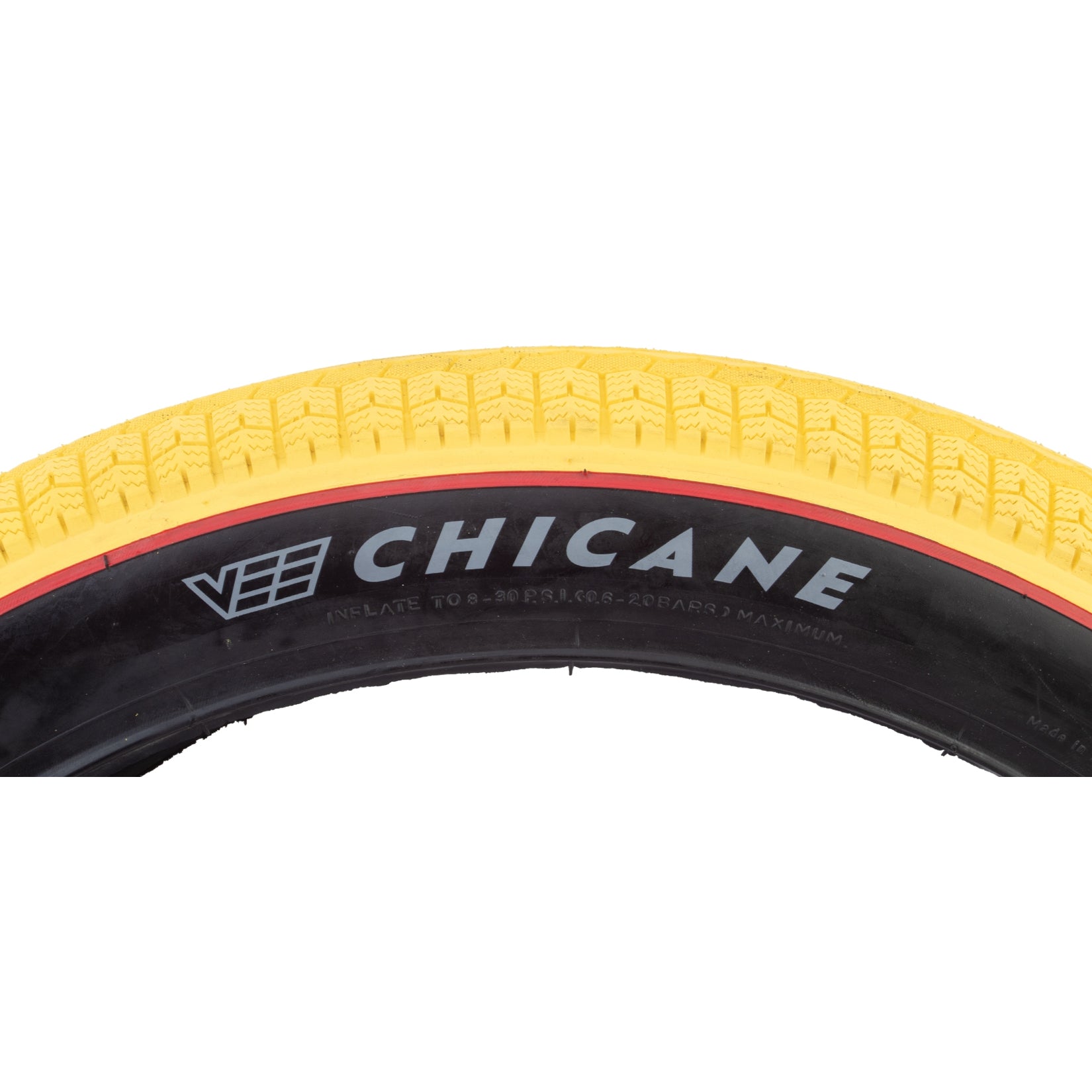 26x3.50 SE Racing Chicane BMX Cruiser tire - Yellow w/ Black Sidewall + Red Stripe