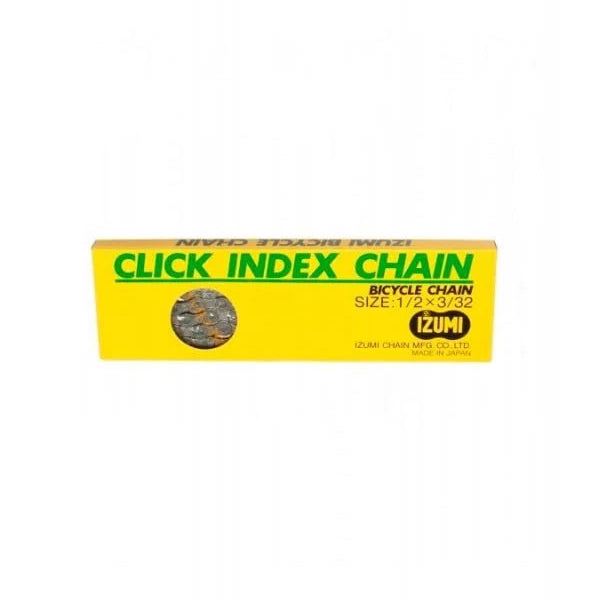 Yellow box of bicycle chain on a white background