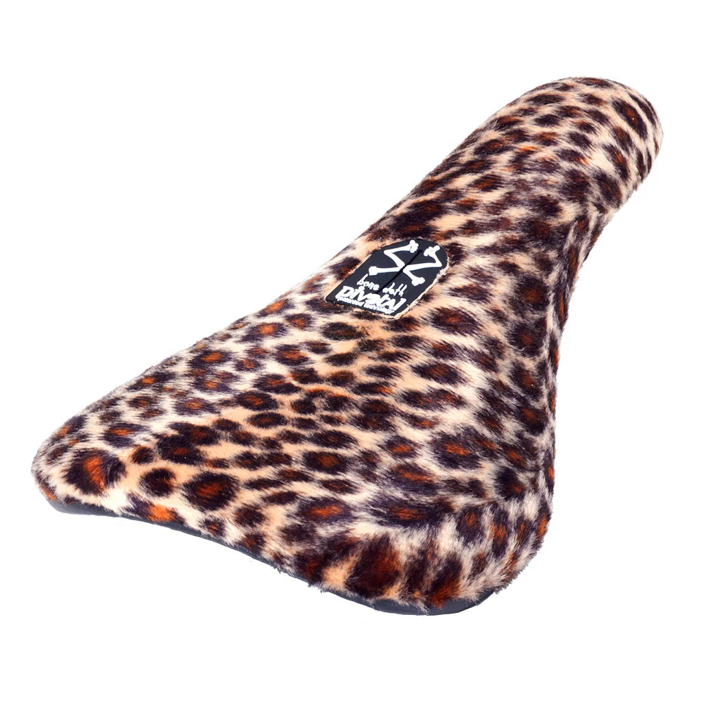 Bone Deth Vibrator Slim Padded Pivotal BMX Seat - Faux Leopard Fur