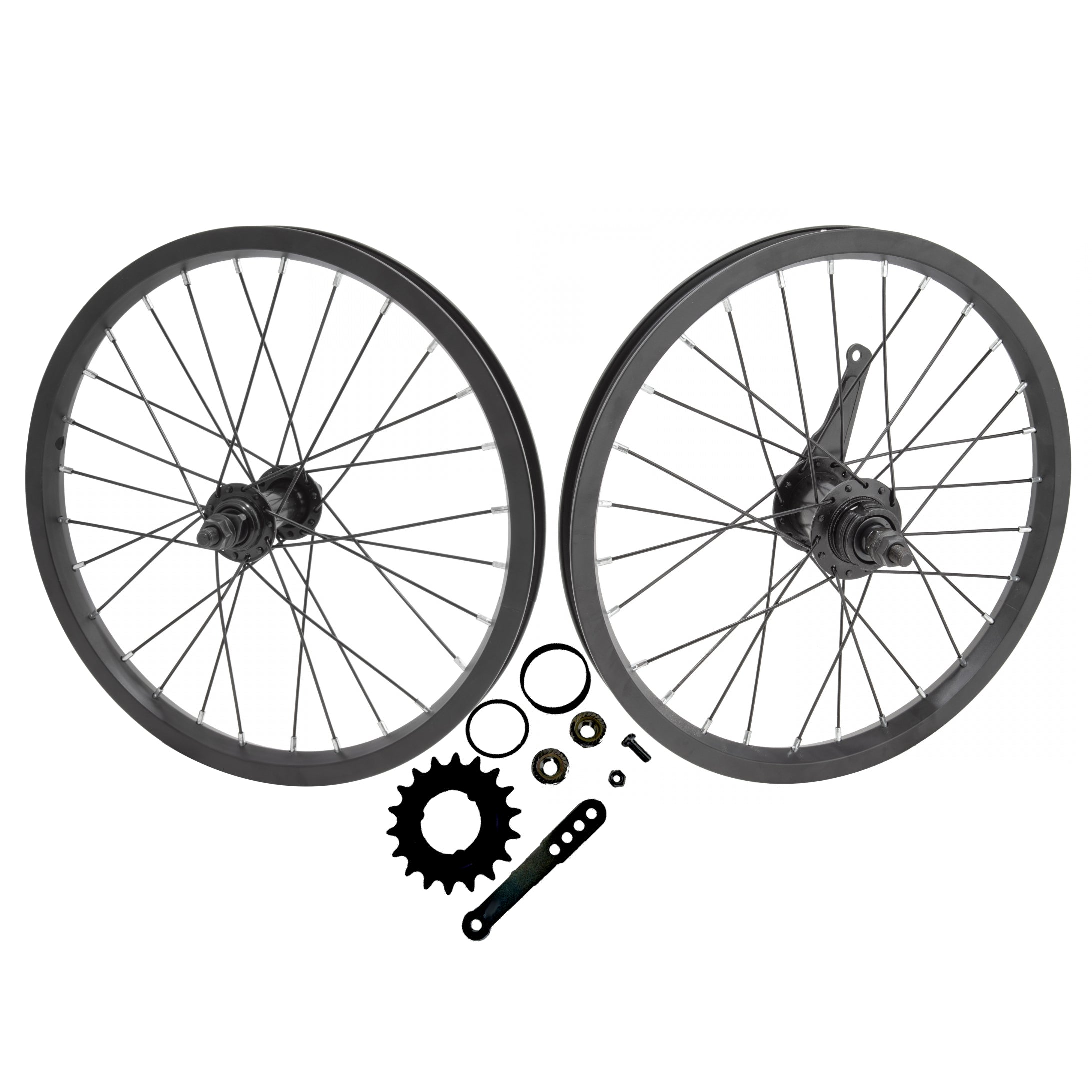 16" 519 Style Aluminum Coaster Brake BMX Wheelset - Pair - Black