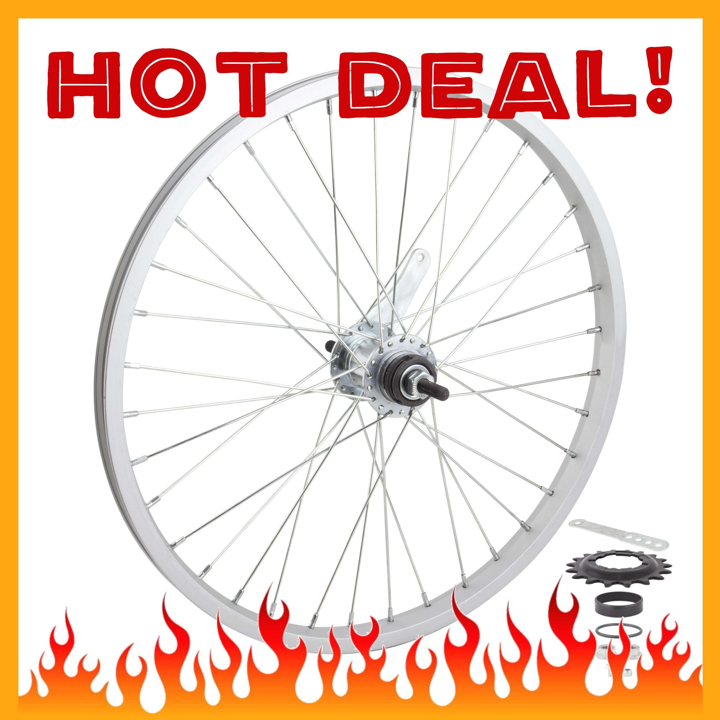20" Alloy Coaster Brake BMX Wheel - Rear - Silver