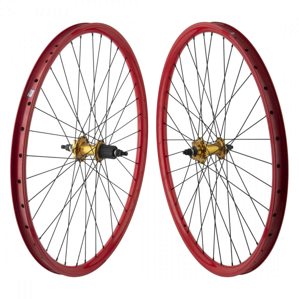 29" SE Racing Fast Ripper Wheelset - Pair - 36H - J25SG - Red/Gold