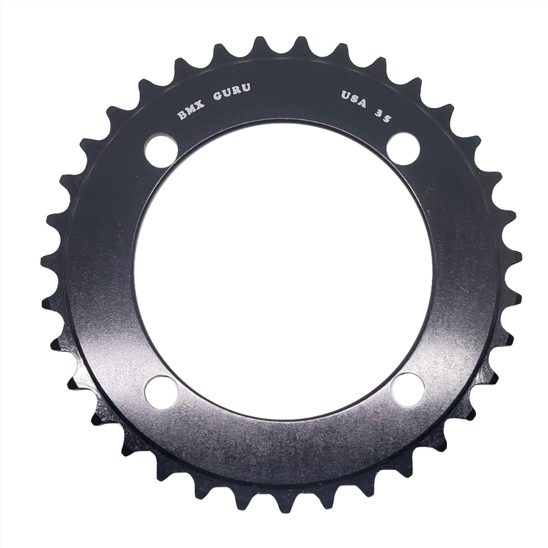 BMXGuru 35t BMX Chainring - Black - 104mm 4-bolt - USA Made