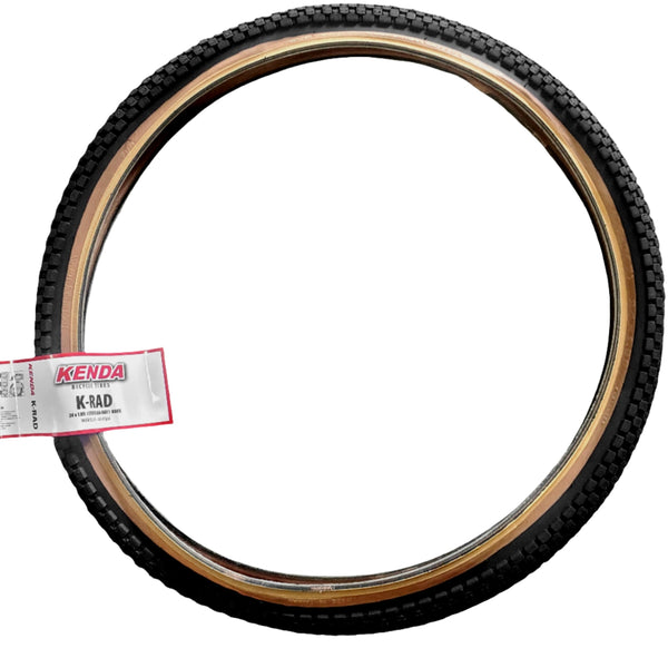 24x1.95 Kenda K-Rad BMX tire - Black w/ Skinwall - BMXGuru.com