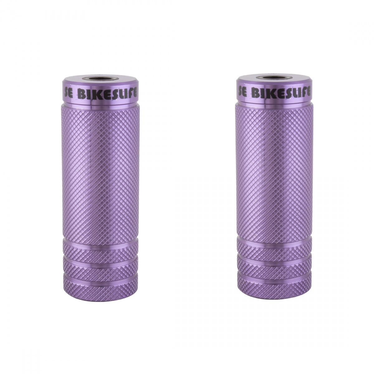 Purple bicycle handlebar grips with 'Bikes Life' branding on a white background