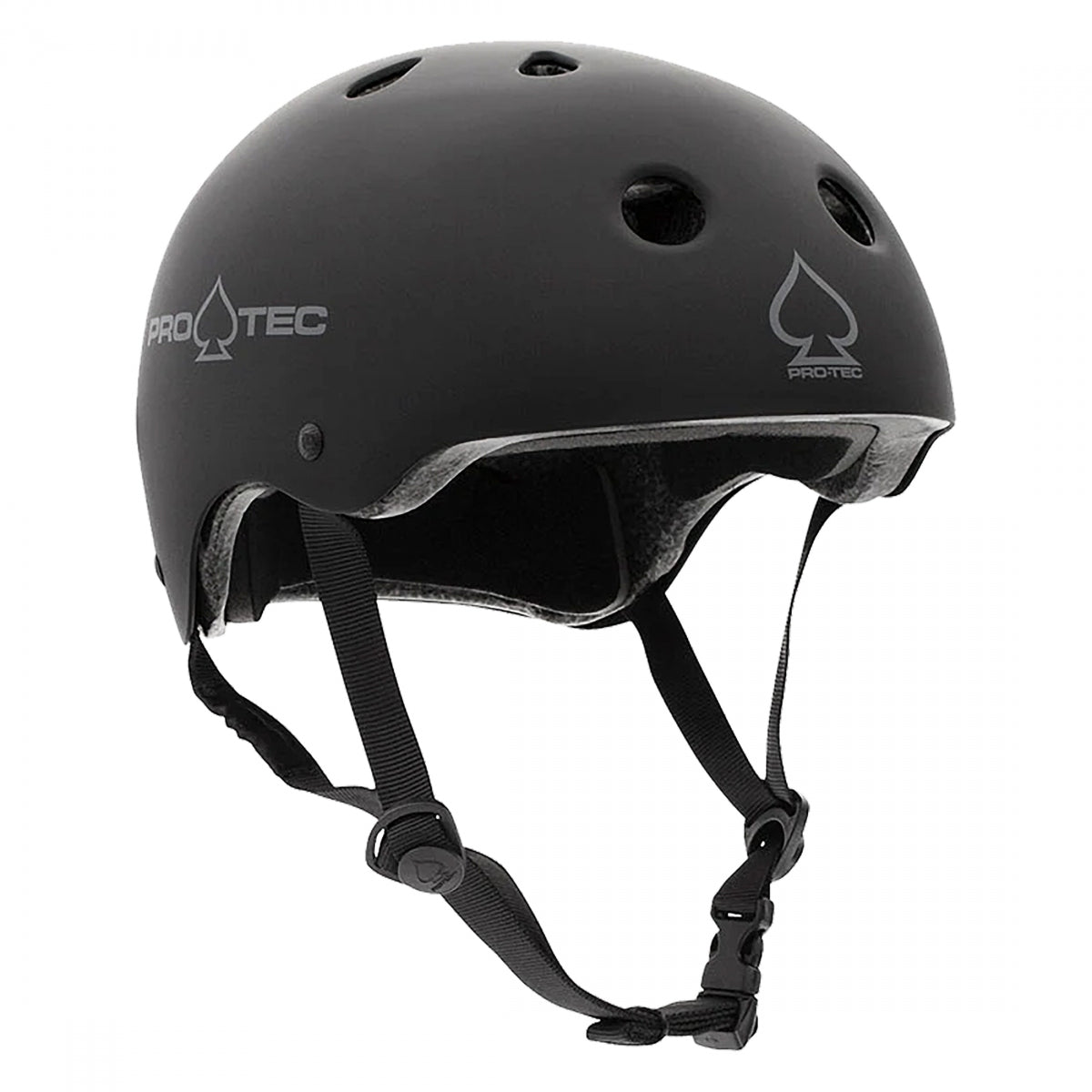 Black helmet with Pro-Tec logo on a white background