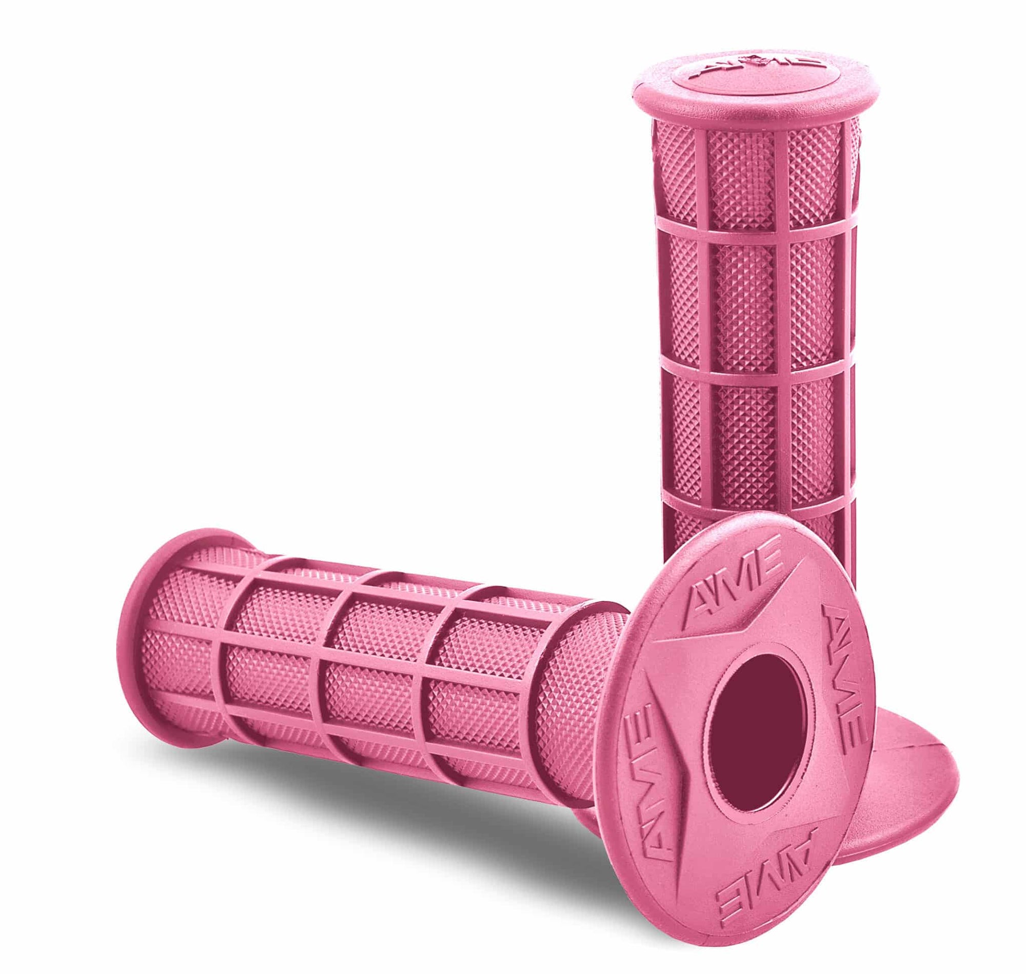 AME Full Waffle BMX Grips - Flanged - Pink - USA Made
