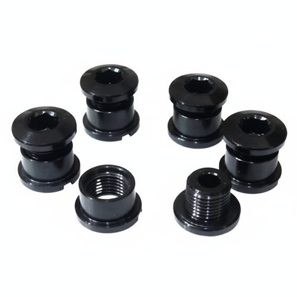 Set of black mechanical bearings on a white background