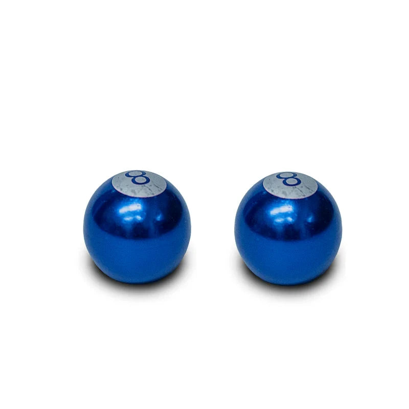 Schrader Valve Caps - Billiard 8-Ball - Pair - Blue