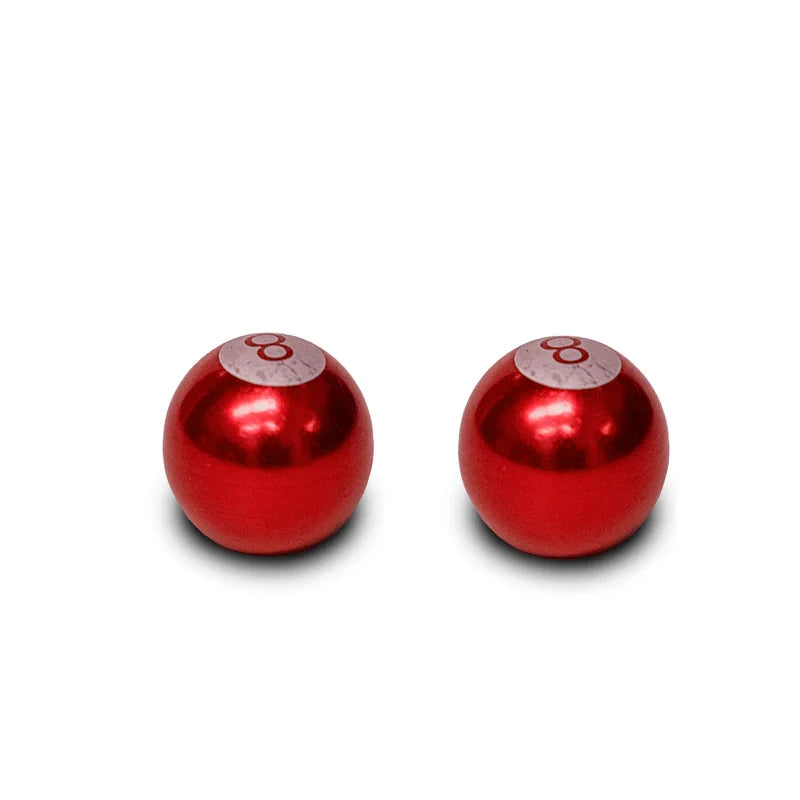 Schrader Valve Caps - Billiard 8-Ball - Pair - Red