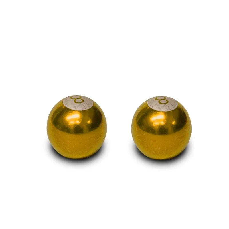 Schrader Valve Caps - Billiard 8-Ball - Pair - Gold