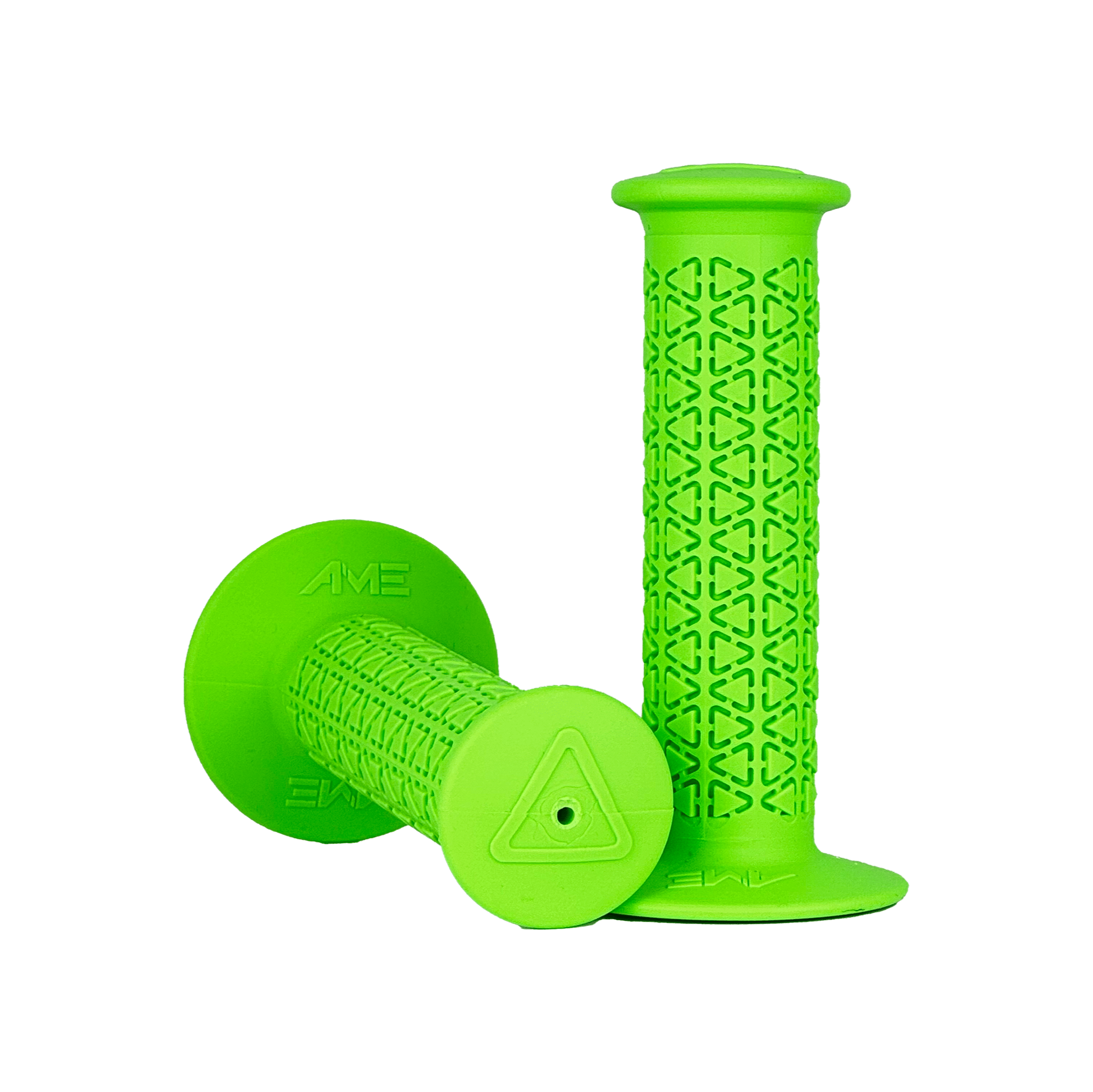 AME Rounds BMX Grips - Flanged - Fluorescent Green - USA Made