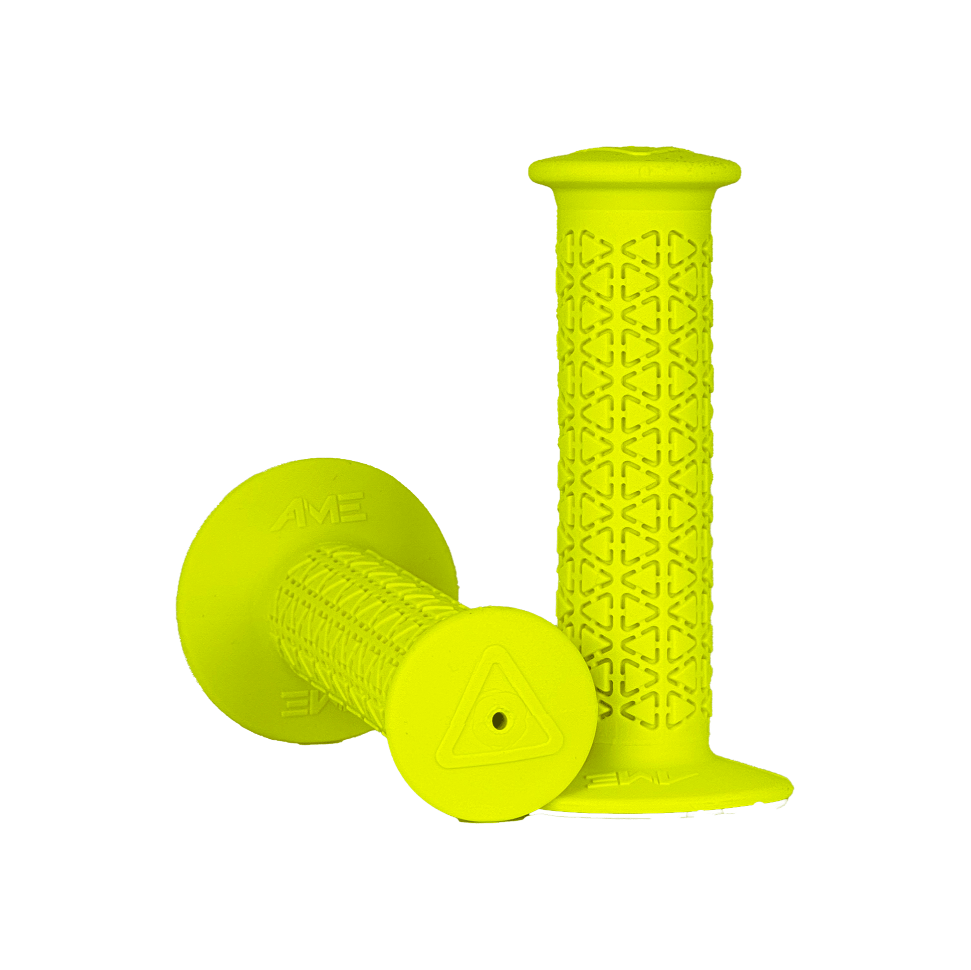 AME Rounds BMX Grips - Flanged - Fluorescent Yellow - USA Made