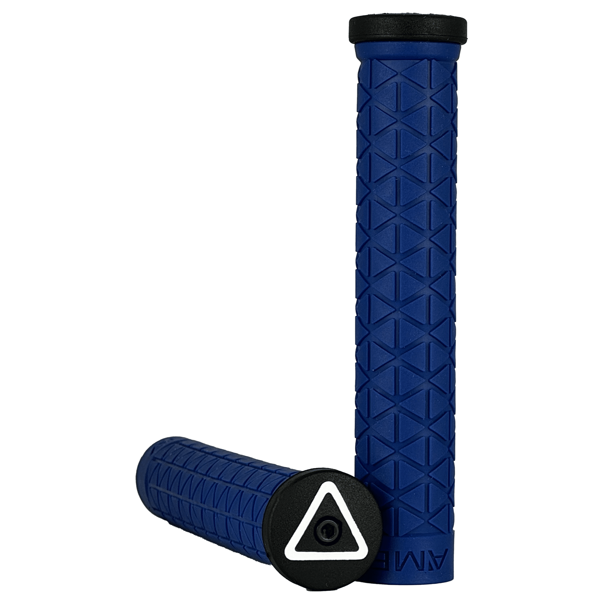 AME Super Tri Long Flangeless BMX Grips w/ Plugs - Flangeless - Blue - USA Made