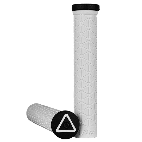 AME Super Tri Long BMX Grips w/ Plugs - Flangeless - White - USA