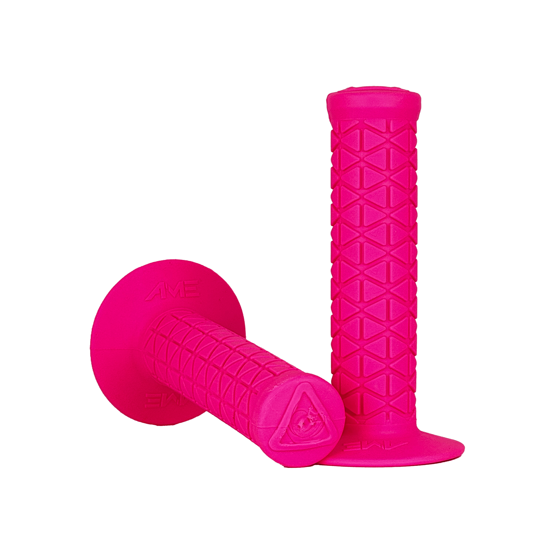 AME Triangle BMX Grips - Flanged - Fluorescent Pink - USA Made
