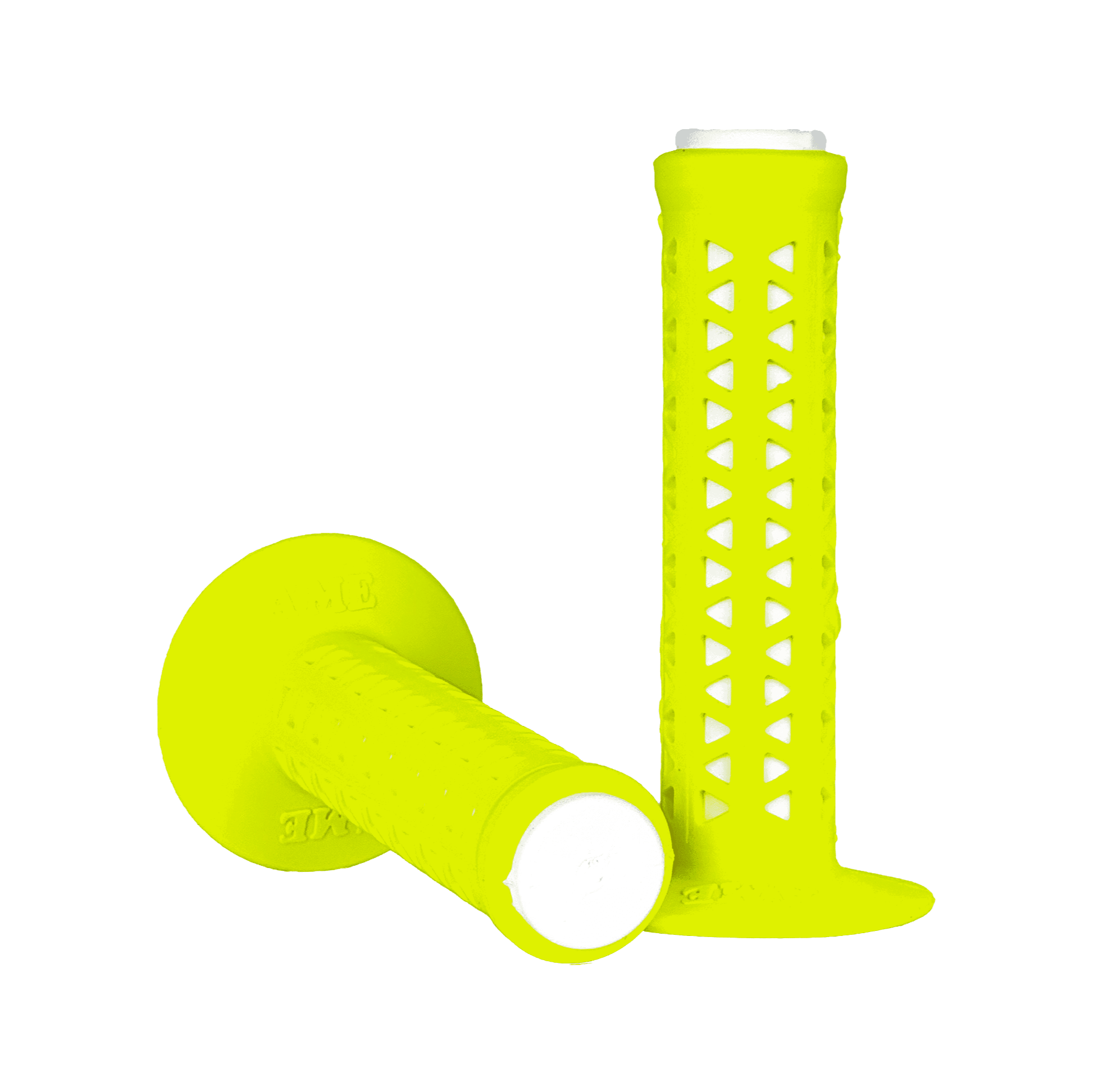 AME Unitron re-issue retro BMX grips - Fluorescent Yellow over White