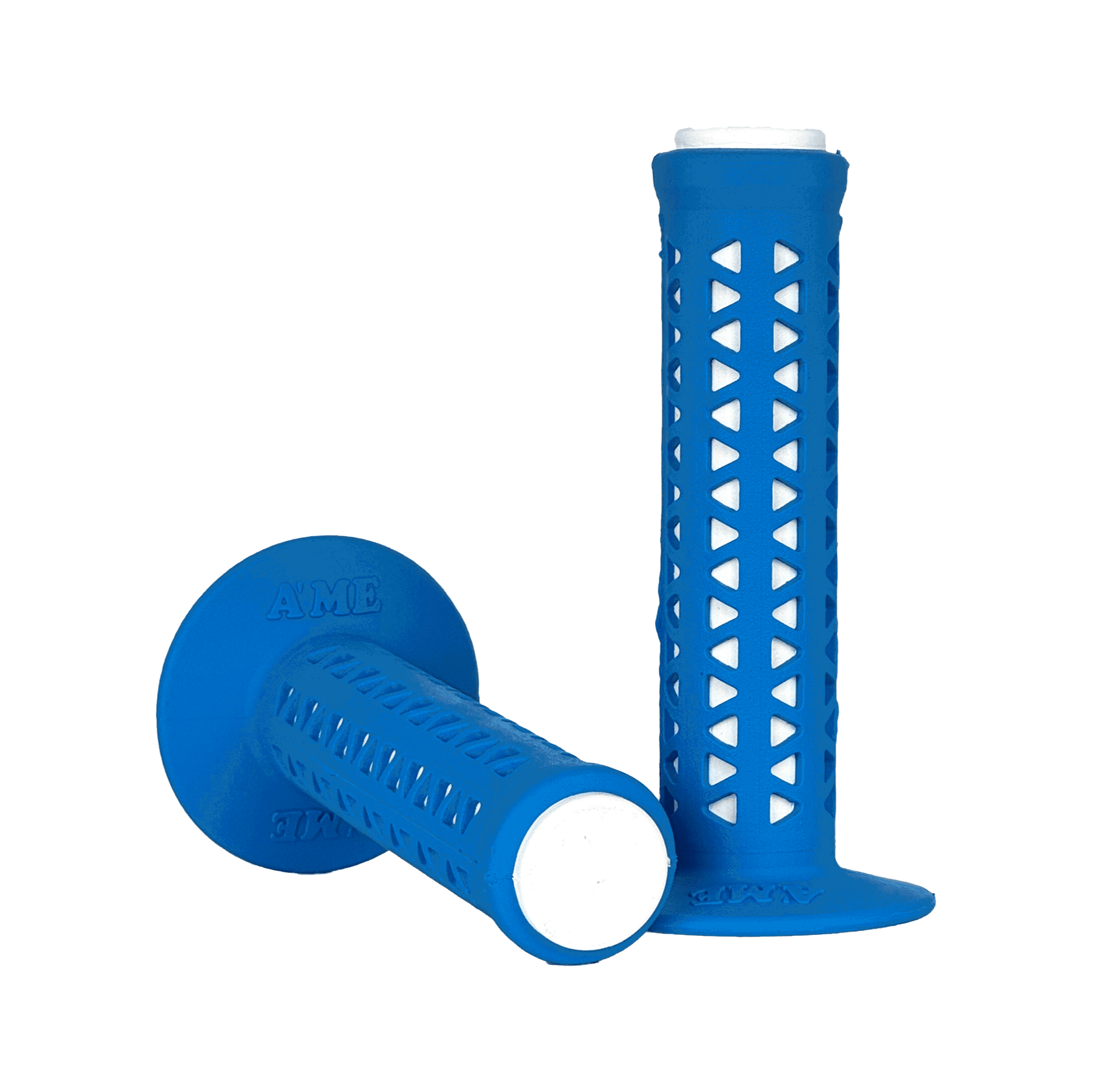 AME Unitron re-issue retro BMX grips - Flanged - Maui Blue over White - Made in the USA