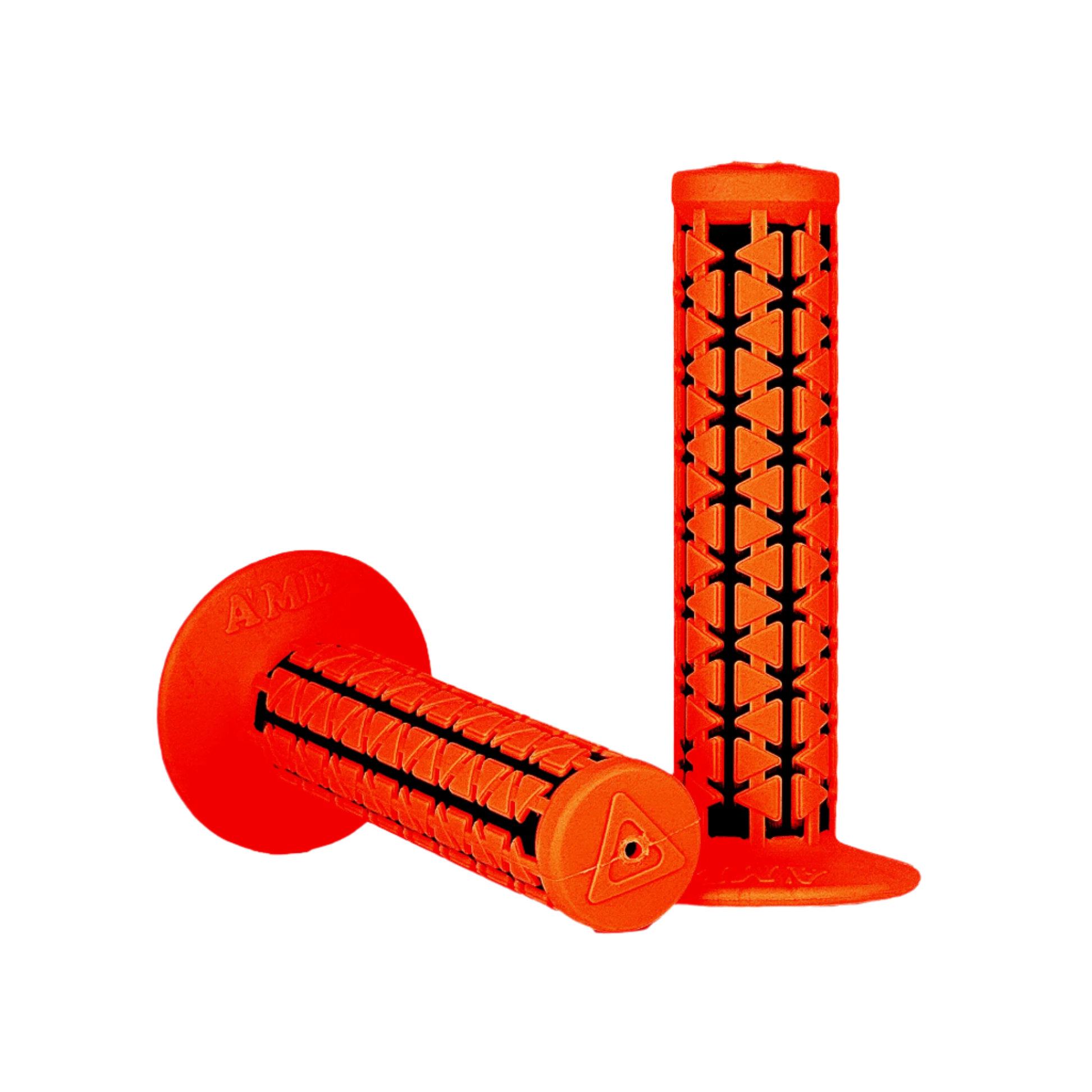 AME Dual BMX Grips - Flanged - Fluorescent Orange over Black - Made in the USA