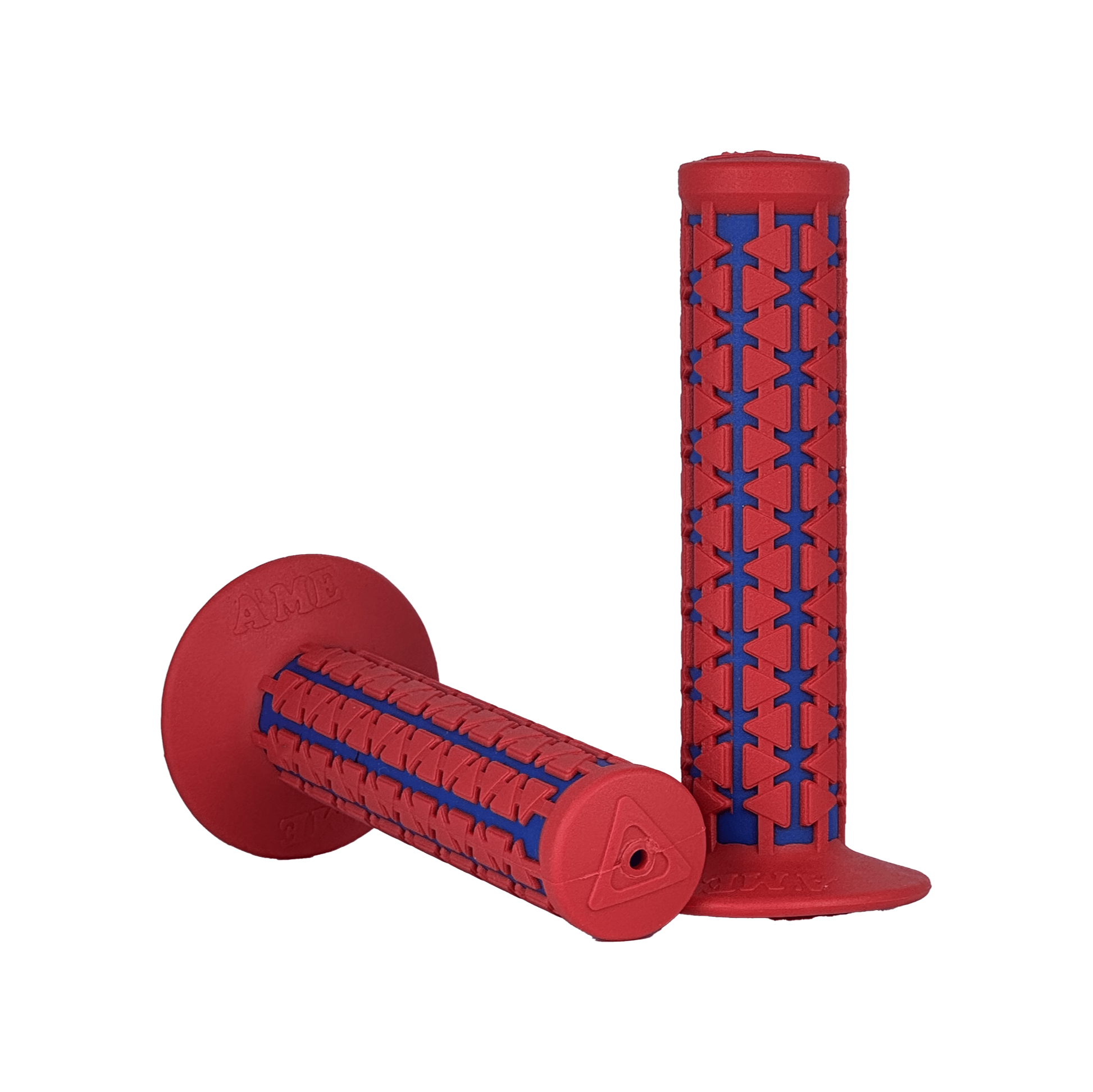 AME Dual BMX Grips - Flanged - Red over Blue - Made in the USA