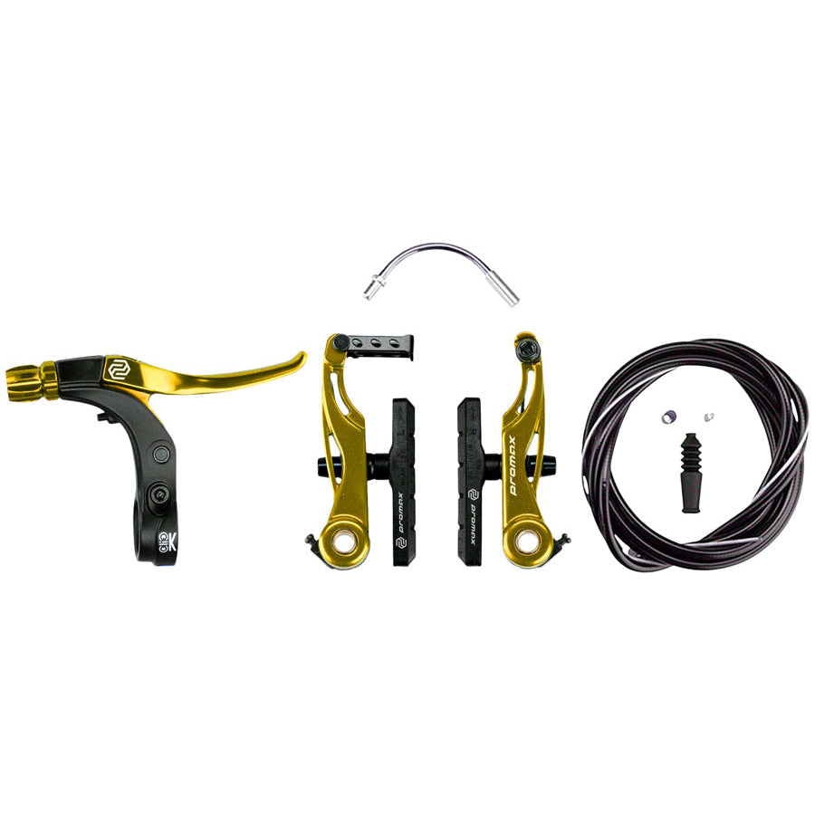 Promax P 1 Click Mini BMX V Brake Kit Short Reach 85mm Gold BMXGuru C W Cycle