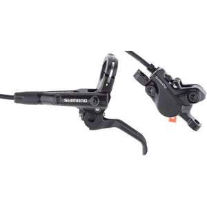 Shimano bicycle brake lever and caliper on a white background