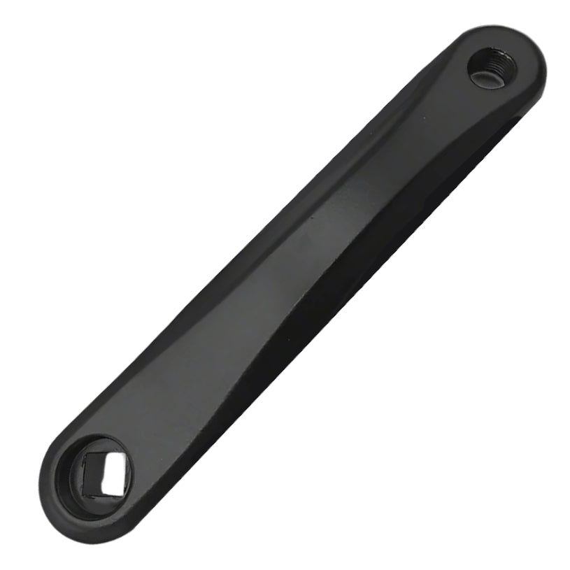 Black bicycle crank arm on a white background