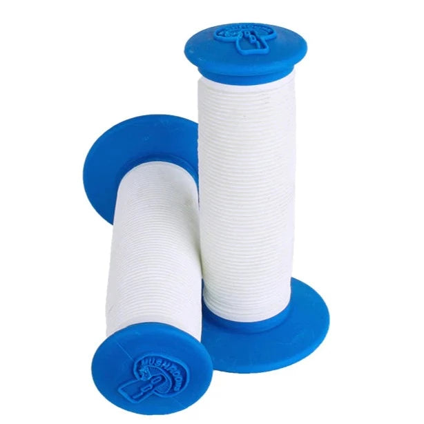 ODI Mushroom II - Dual-Ply Re-issue BMX grips - White over Blue - USA Made