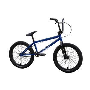 Blue bicycle on a white  background