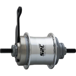 Sturmey-Archer S2C Kick-Shift Coaster Brake Hub Kit for bicycles, featuring a silver anodized hub shell with black accents.