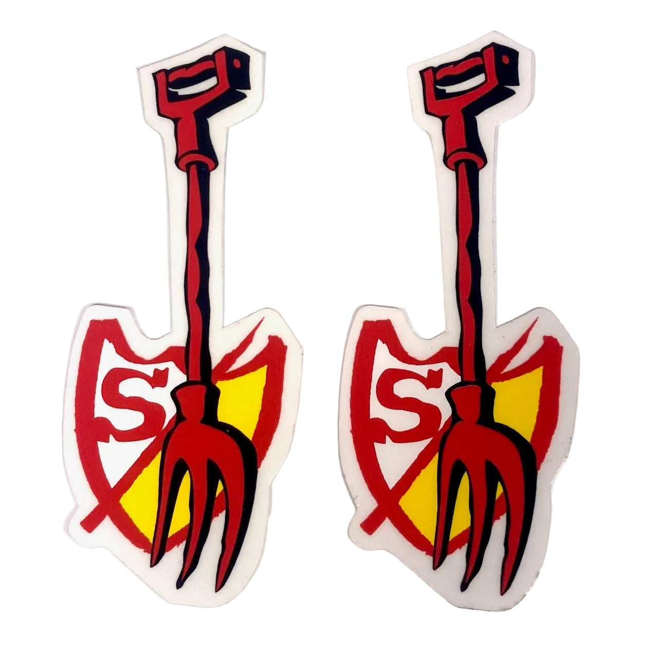 S&M BMX Limited Edition Pitchfork Decal - Set of 2 - Red/Black/Yellow