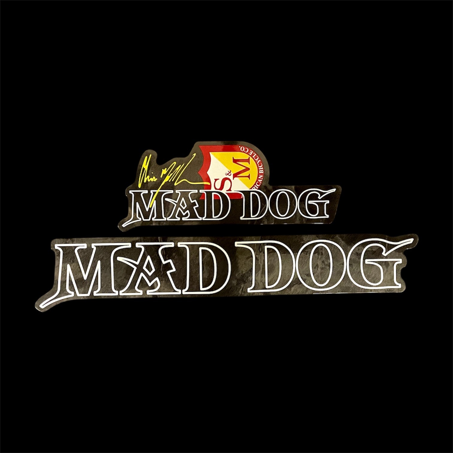 S&M Mad Dog BMX Frame Decal Set - White Outline