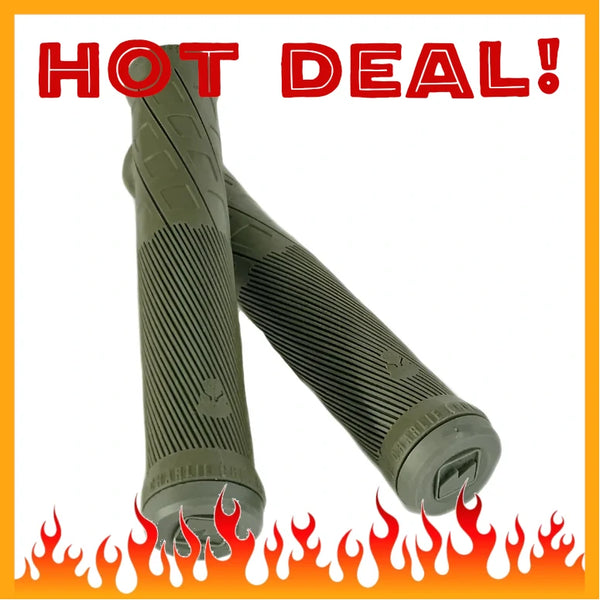 Merritt BMX Cross Check Grips w/ Bar Ends - Flangeless - Military