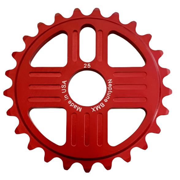 Neptune Helm 25t Bolt Drive BMX Aluminum Sprocket / Chainwheel - Red - USA Made