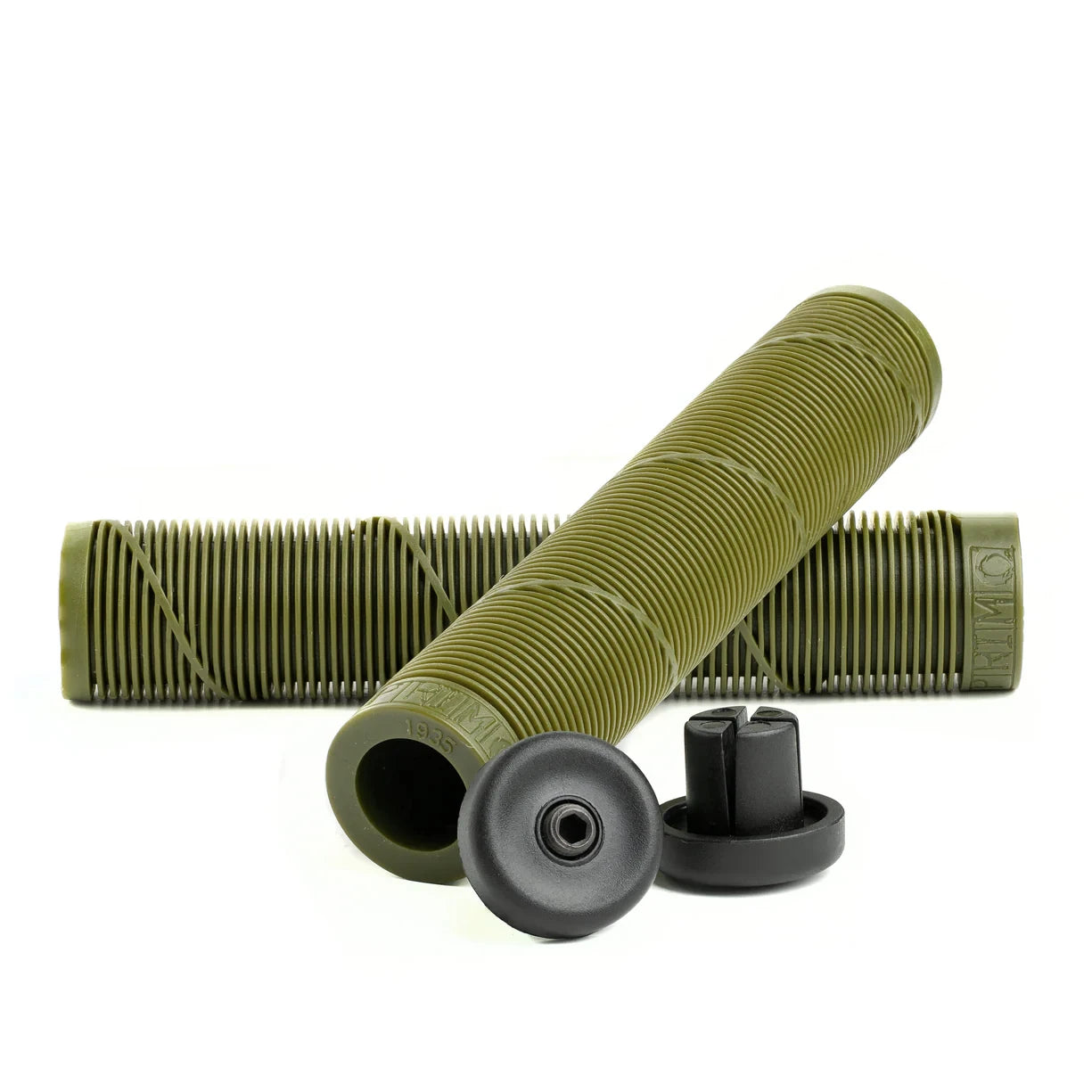 Primo BMX Chase Grips w/ Bar Ends - Flangeless - Olive Green
