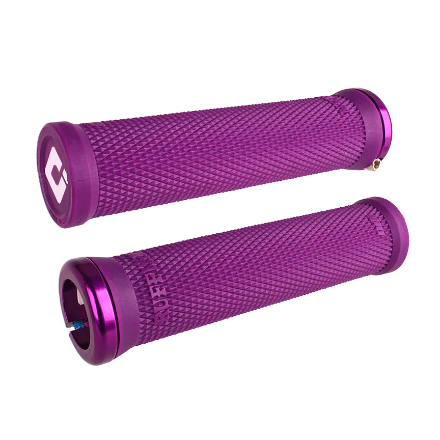 ODI Ruffian Pro V2.1 Lock-On BMX Grips - 135mm - Purple w/ Purple clamps - USA Made