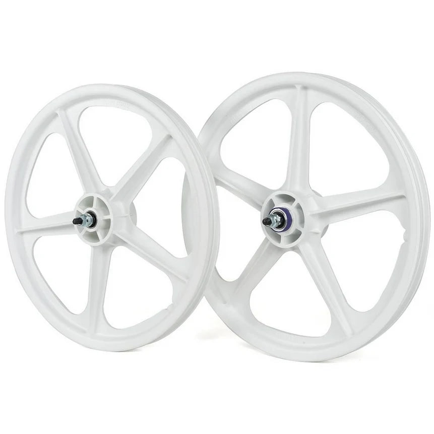 20" Skyway Tuff Wheel II BMX Mag Wheels - Pair - White - USA Made