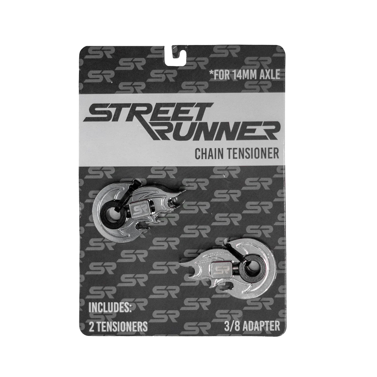 Street Runner Flame Chain Tensioner - 14mm with 3/8" Adapter - Pair - Chrome
