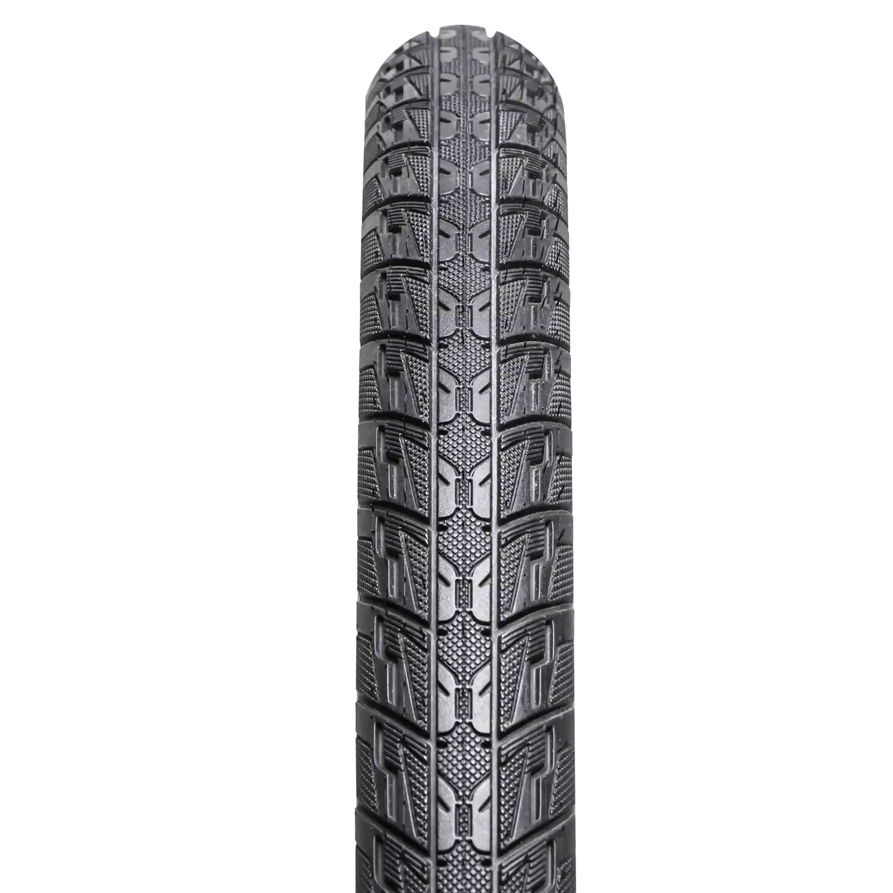 Tire with tread pattern on a white background