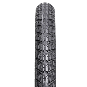 Tire with tread pattern on a white background