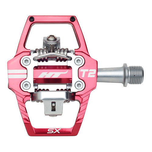HT T2-SX Platform/Clipless Pedals w/ Cleats Red - Main Image