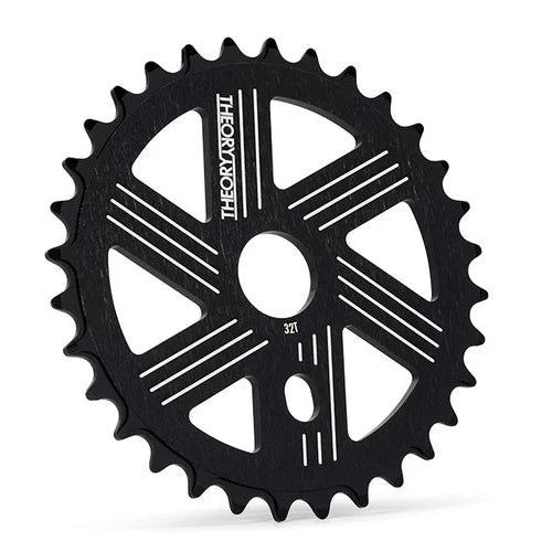 Black sprocket with brand name on a white background