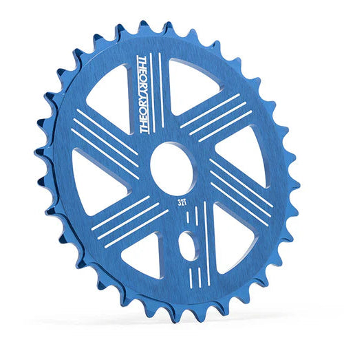Blue sprocket with brand logo on a white background