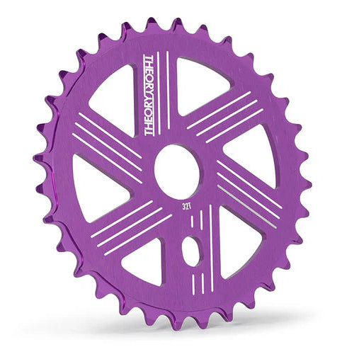 Purple bicycle sprocket on a white background