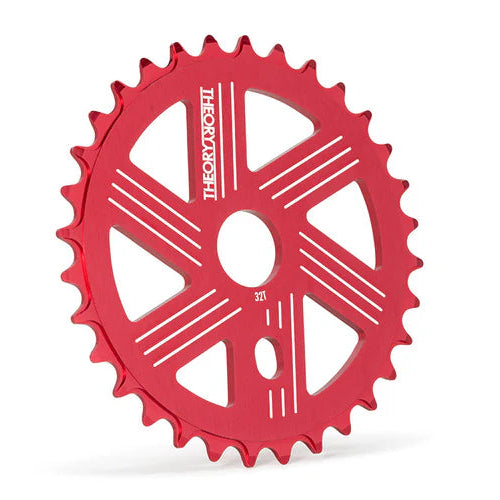 Red sprocket with brand logo on a white background
