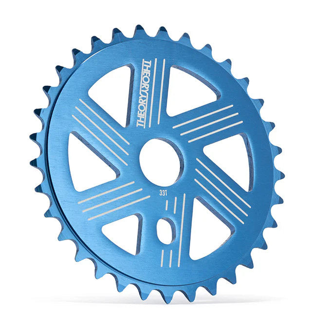 Blue sprocket with brand logo on a white background