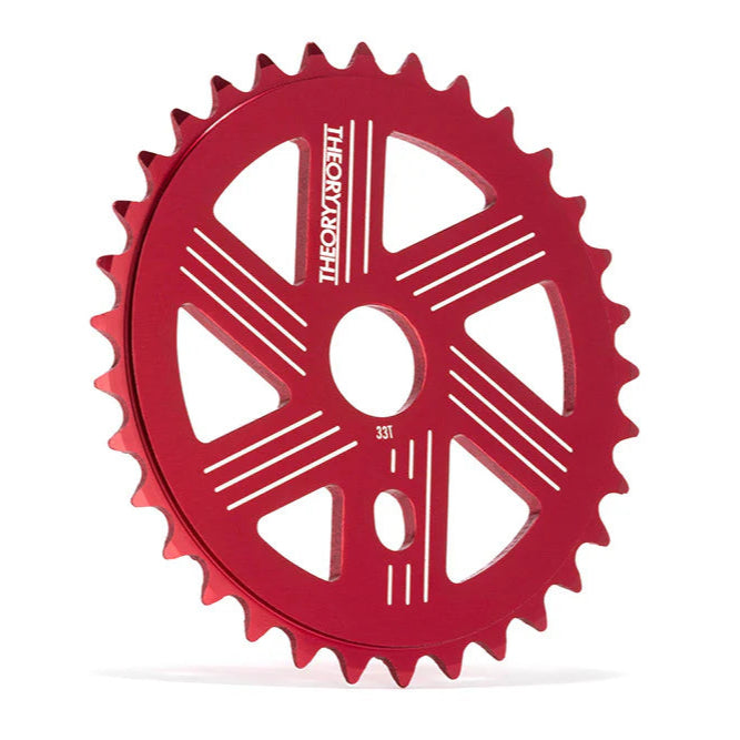 Red sprocket with brand logo on a white background