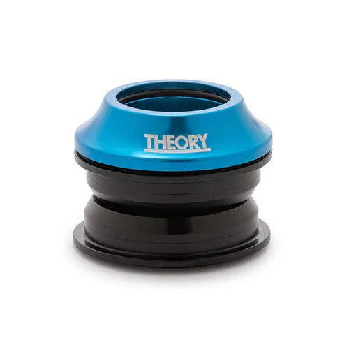 Blue and black bicycle headset on a white background