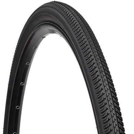 Bicycle tire with tread pattern on a white background
